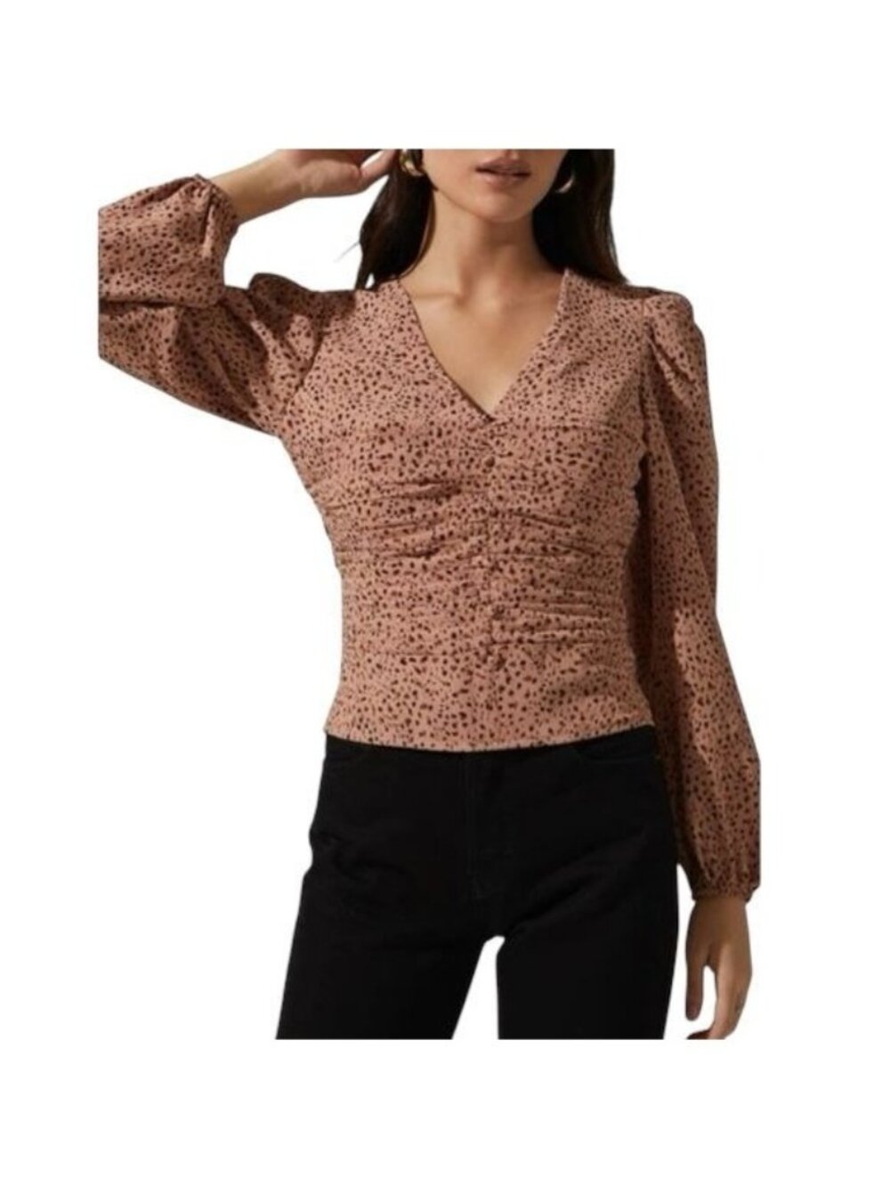 NWT-ASTR The Label Women's Cinch Front Puff Sleeve Top -Size XL